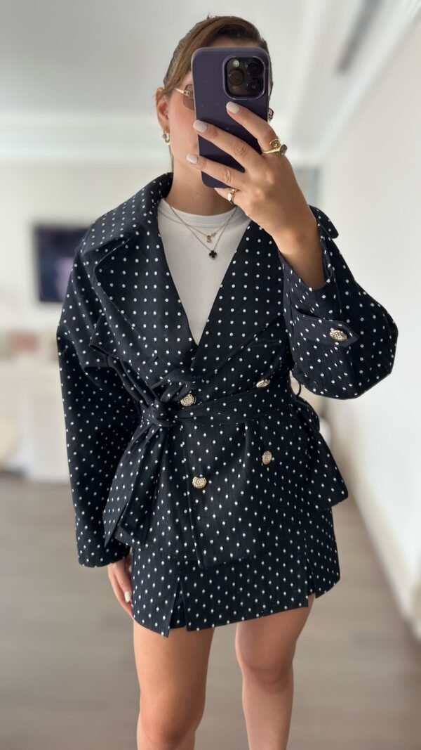 Puantiyeli Denim Ceket